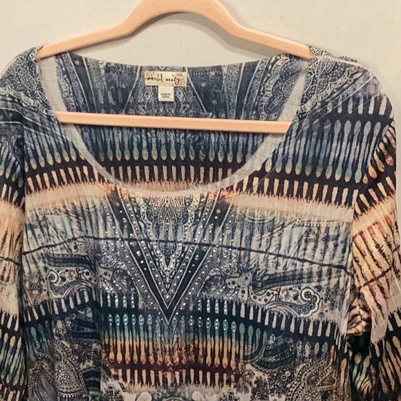 World unity size XXL plus Multicolor Patterned Women's Top - Picture 1 of 9